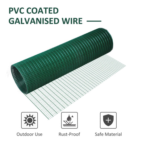 30m PVC Coated Wire Mesh Fencing for Poultry & Pet Enclosures, PawHut,