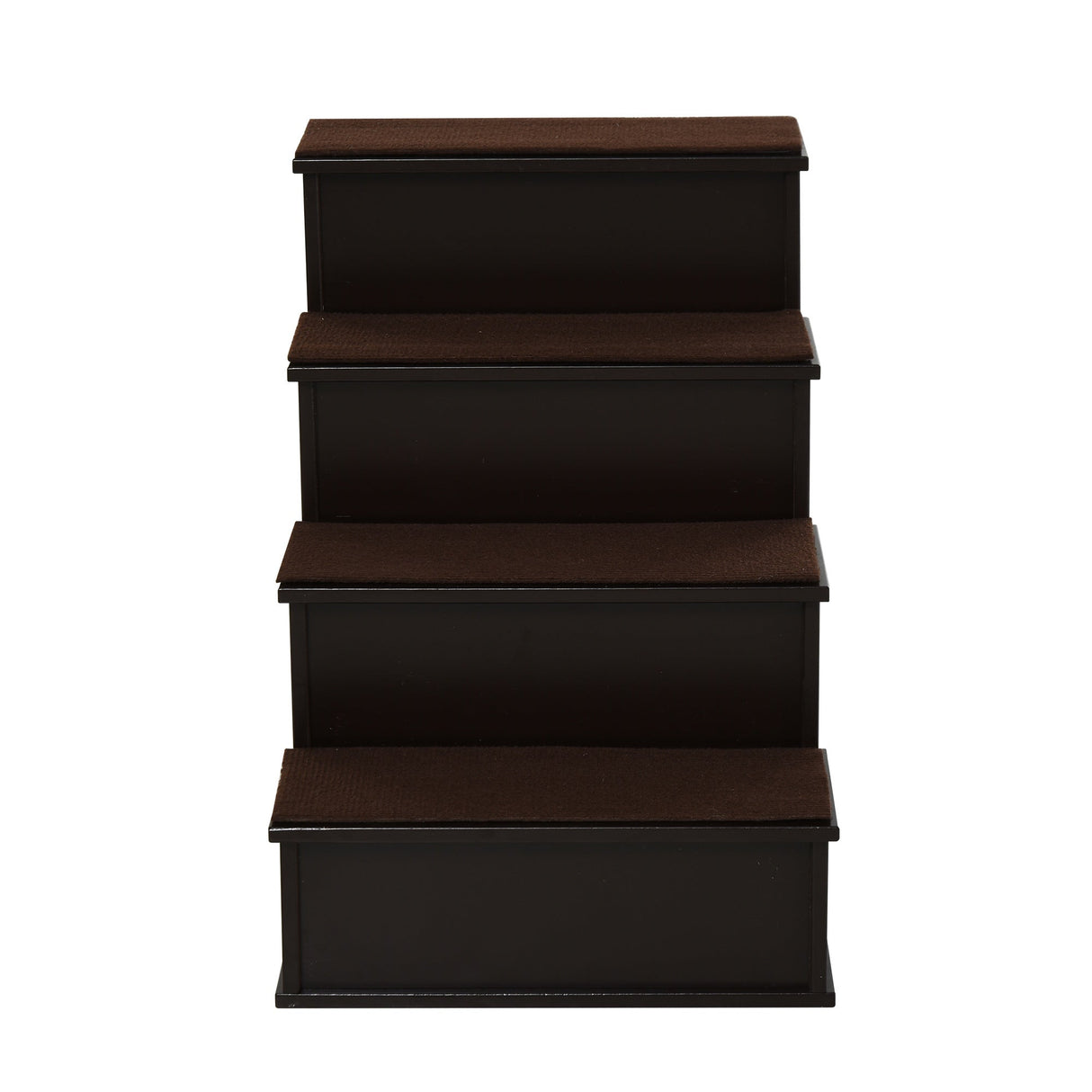 4-Step Wooden Pet Stairs for Beds: Comfy Dog Ladder | Non-Slip Cushion, PawHut, Dark Brown