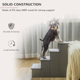 4-Step Wooden Pet Stairs for Beds: Comfy Dog Ladder | Non-Slip Cushion, PawHut, Grey