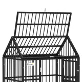 43" Heavy Duty Dog Crate on Wheels, with Removable Tray, Openable Top, PawHut,