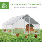 4m Walk-In Galvanised Chicken Cage with Weather-Resistant Cover, PawHut,