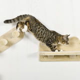 4PCs Wall-Mounted Cat Shelves w/ Scratching Post, Hammock, Nest, PawHut, Beige