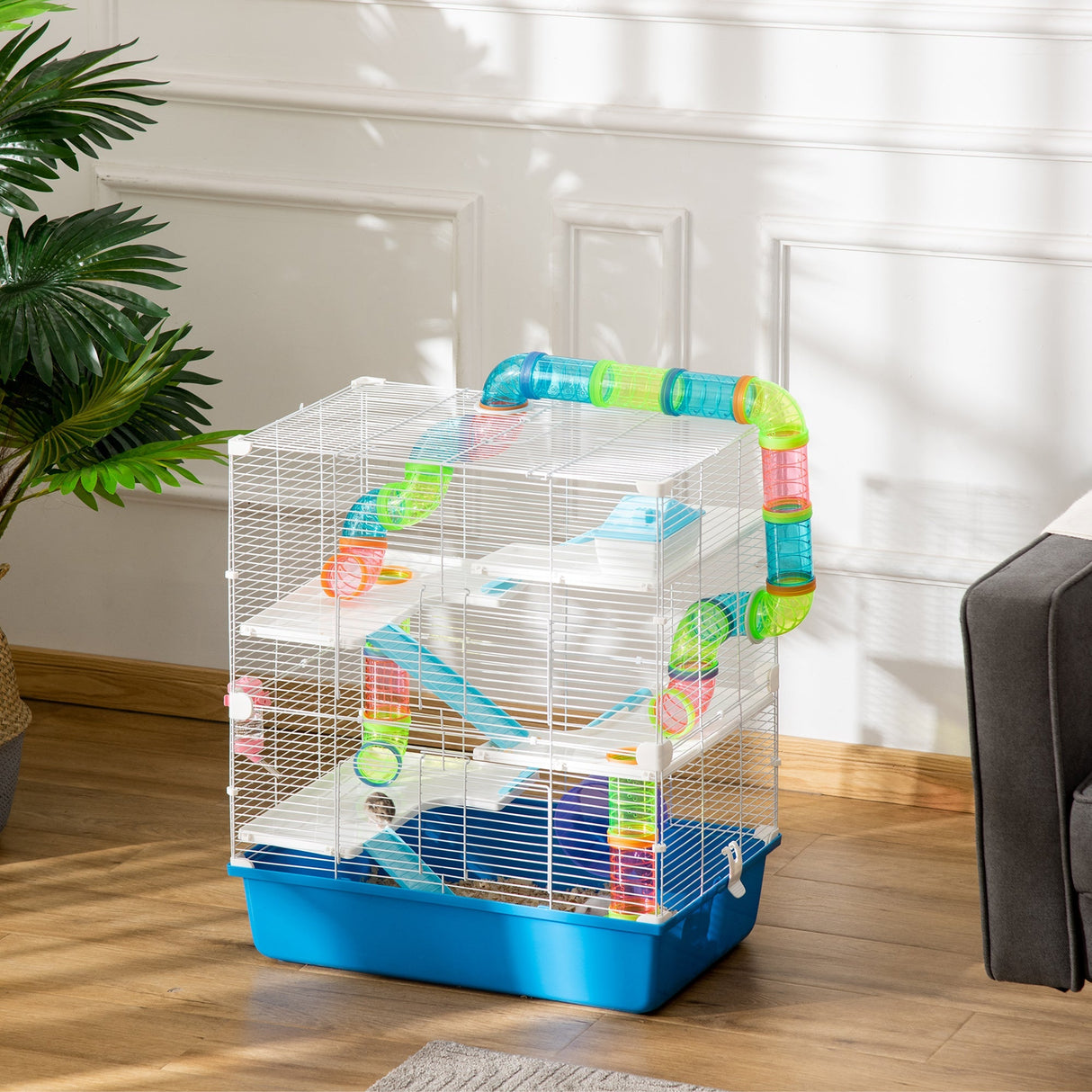 5-Level Spacious Hamster & Gerbil Cage with Accessories, PawHut,