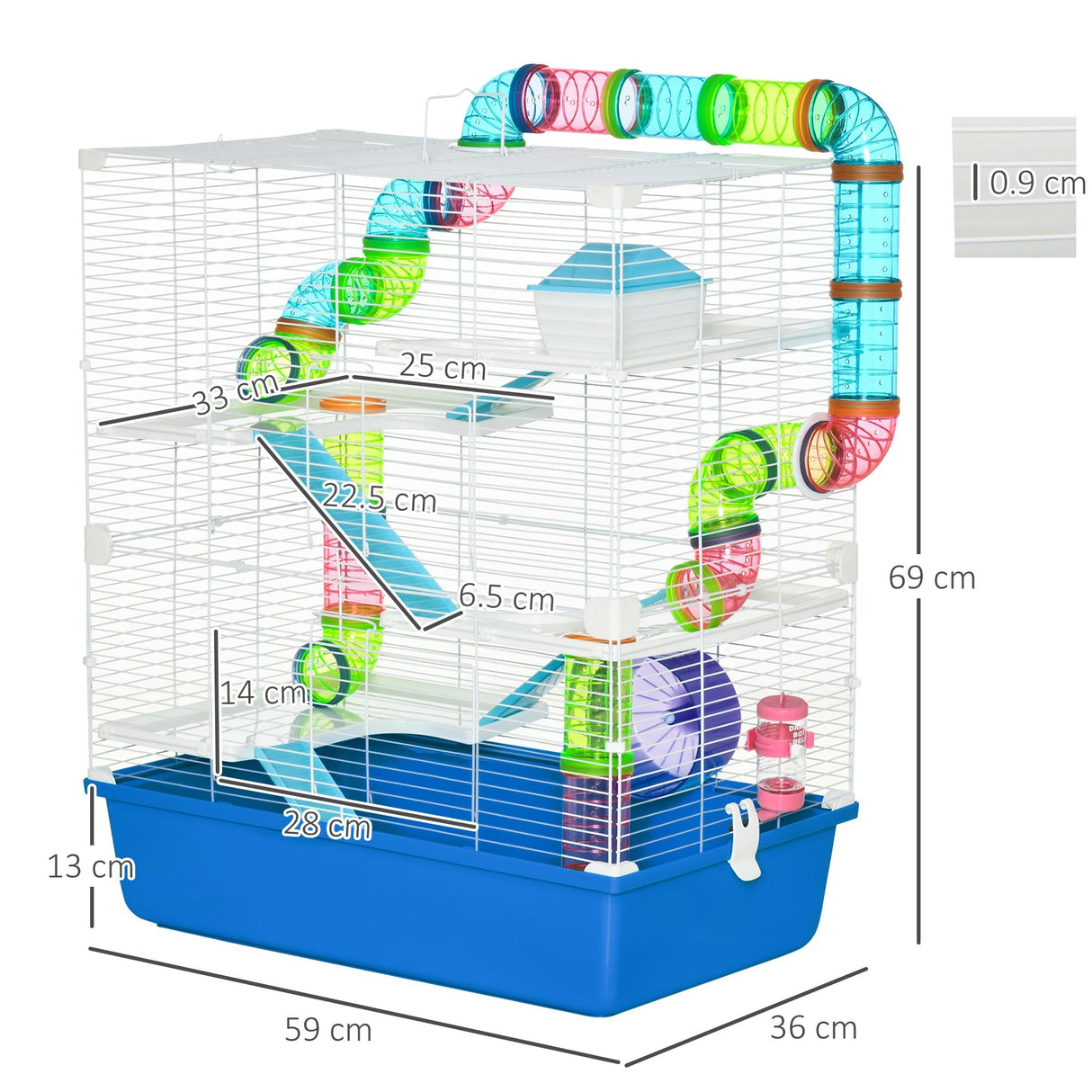 5-Level Spacious Hamster & Gerbil Cage with Accessories, PawHut,