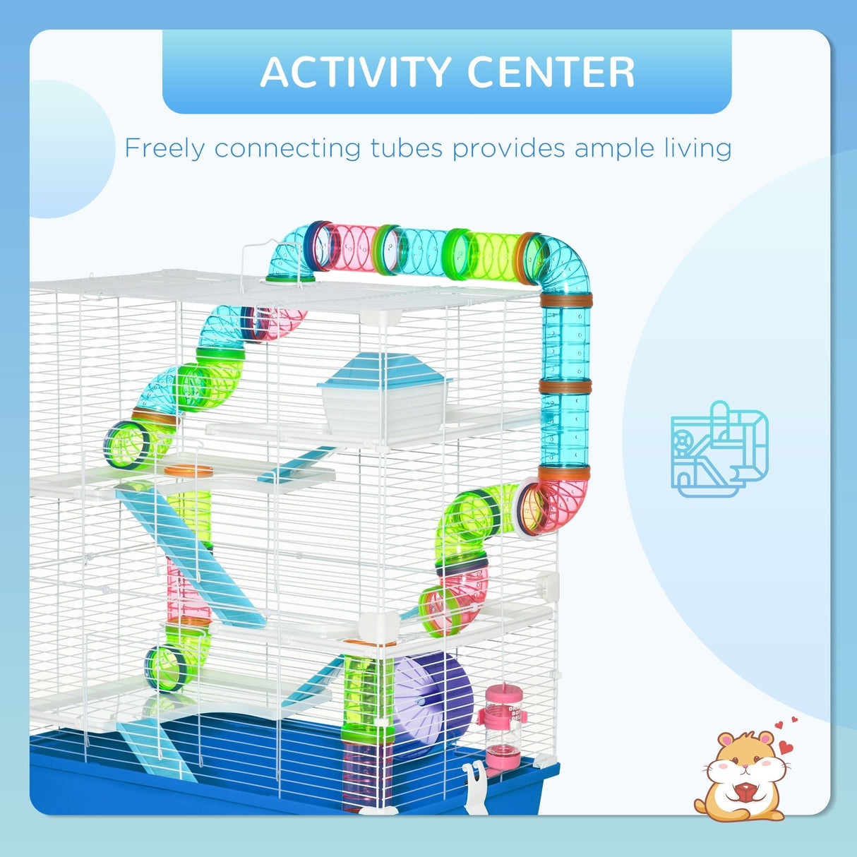 5-Level Spacious Hamster & Gerbil Cage with Accessories, PawHut,