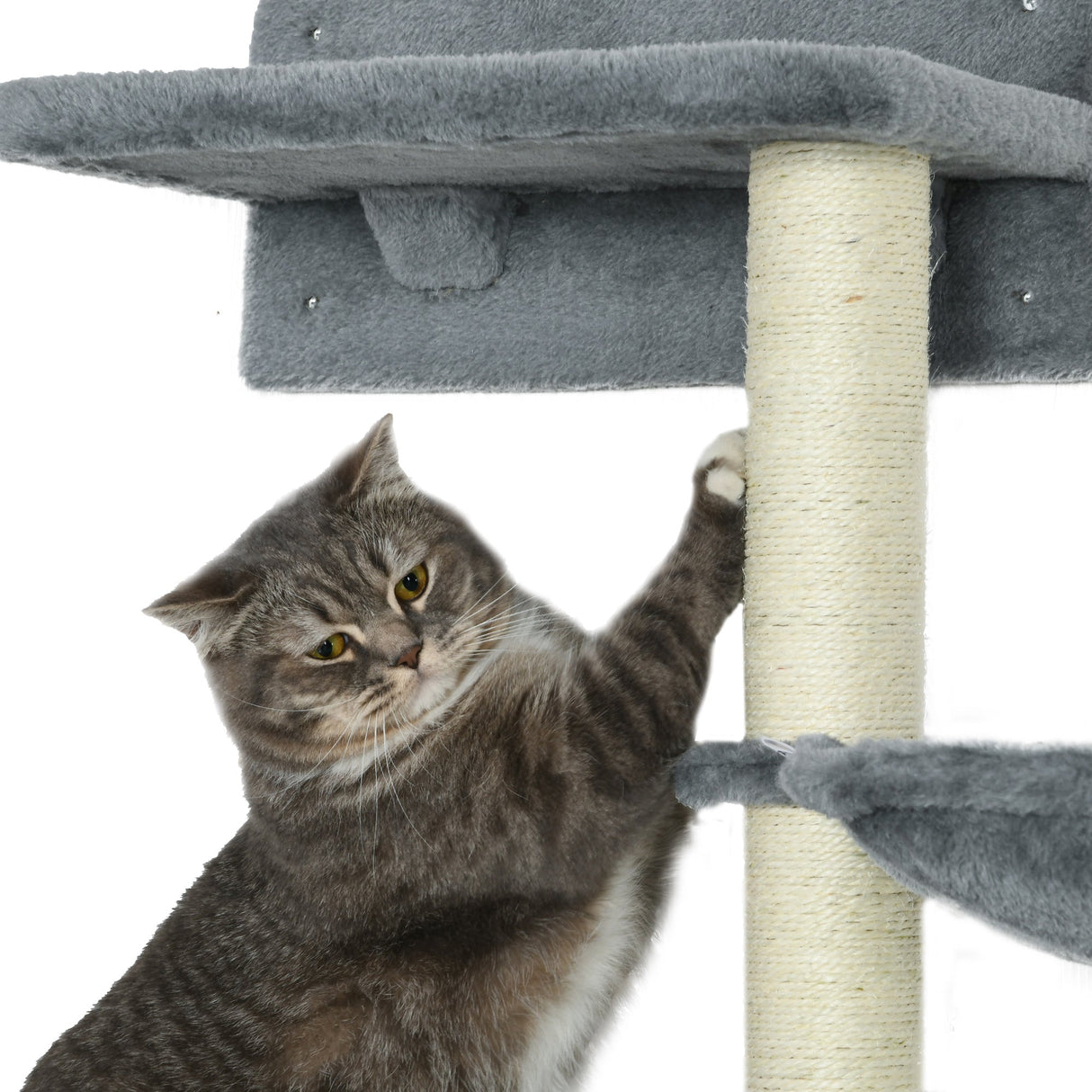 5 Piece Cat Shelf with Scratching Post, Wall-Mounted Cat Tree for Indoor Cat, PawHut, Grey