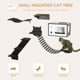 5 Piece Cat Wall Shelves, Wall-Mounted Cat Tree for Indoor Use - Brown, PawHut,