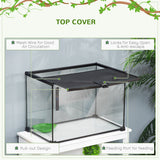 50 x 30 x 35 cm Reptile Terrarium for Lizards, Horned Frogs, Snakes, Black, PawHut,