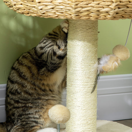 51cm Cat Tree Kitten Tower, with Sisal Scratching Post, Top Bed, Toy Ball, PawHut,