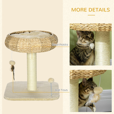 51cm Cat Tree Kitten Tower, with Sisal Scratching Post, Top Bed, Toy Ball, PawHut,