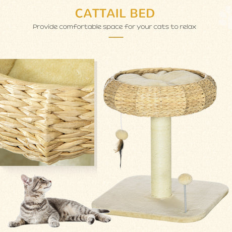 51cm Cat Tree Kitten Tower, with Sisal Scratching Post, Top Bed, Toy Ball, PawHut,