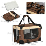 51cm Foldable Pet Carrier, with Cushion, for Mini Dogs and Cats, PawHut, Brown