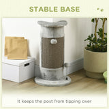 58cm Cat Scratching Post, with Covered Plush, Play Balls, for Corner Walls - Grey, PawHut,