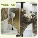 58cm Cat Scratching Post, with Covered Plush, Play Balls, for Corner Walls - Grey, PawHut,