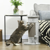 58cm Cat Scratching Post, with Covered Plush, Play Balls, for Corner Walls - Grey, PawHut,