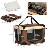 60cm Foldable Pet Carrier, with Cushion, for Mini Dogs and Cats, PawHut, Brown