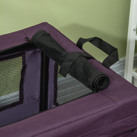 60cm Portable Pet Carrier with Soft Cushion & Mesh Window, for Miniature Dogs, PawHut, Purple