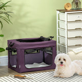 60cm Portable Pet Carrier with Soft Cushion & Mesh Window, for Miniature Dogs, PawHut, Purple