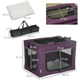 60cm Portable Pet Carrier with Soft Cushion & Mesh Window, for Miniature Dogs, PawHut, Purple