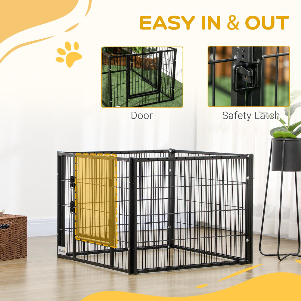 61H cm Heavy Duty Pet Playpen, 6 Panel Exercise Pen for Dogs, Adjustable Length, Indoor Outdoor, Small Sized Dogs, PawHut,