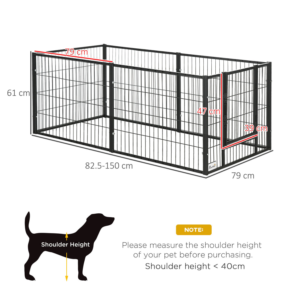 61H cm Heavy Duty Pet Playpen, 6 Panel Exercise Pen for Dogs, Adjustable Length, Indoor Outdoor, Small Sized Dogs, PawHut,