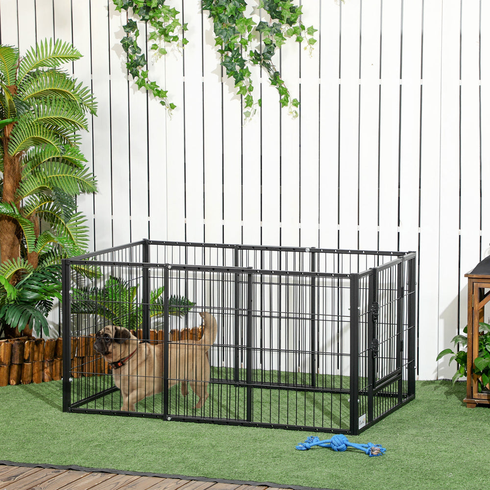 61H cm Heavy Duty Pet Playpen, 6 Panel Exercise Pen for Dogs, Adjustable Length, Indoor Outdoor, Small Sized Dogs, PawHut,