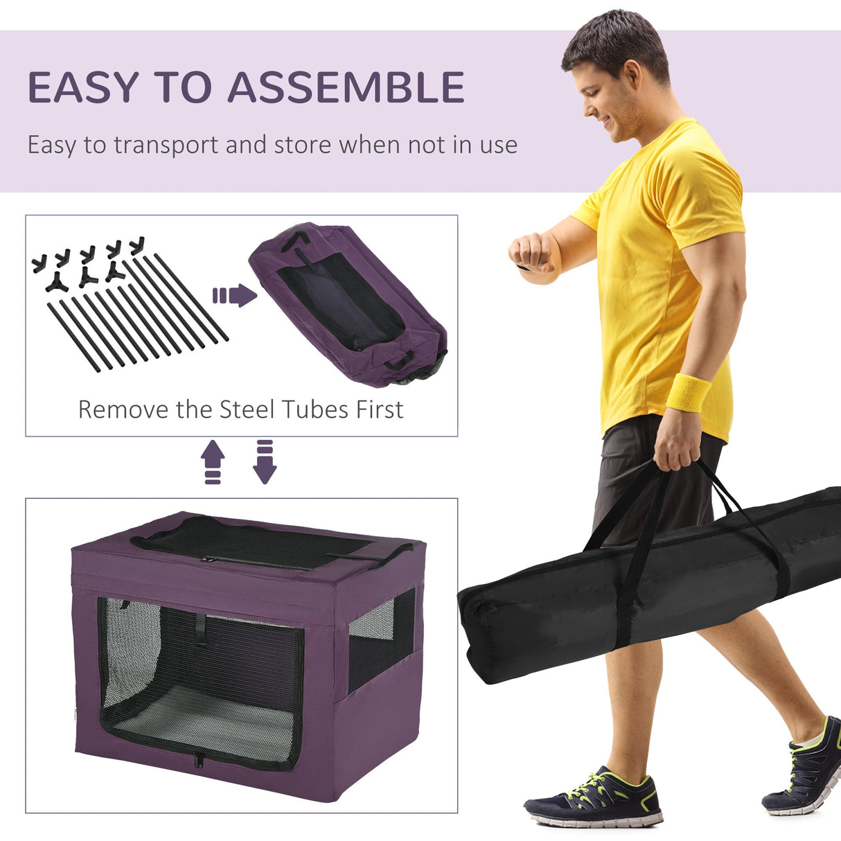 69cm Portable Pet Carrier for Miniature and Small Dogs, PawHut, Purple