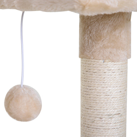 70cm Cat Tree for Indoor Cats Durable Natural Sisal Scratching Posts Hammock Bed Kitty Activity Center, PawHut, Beige