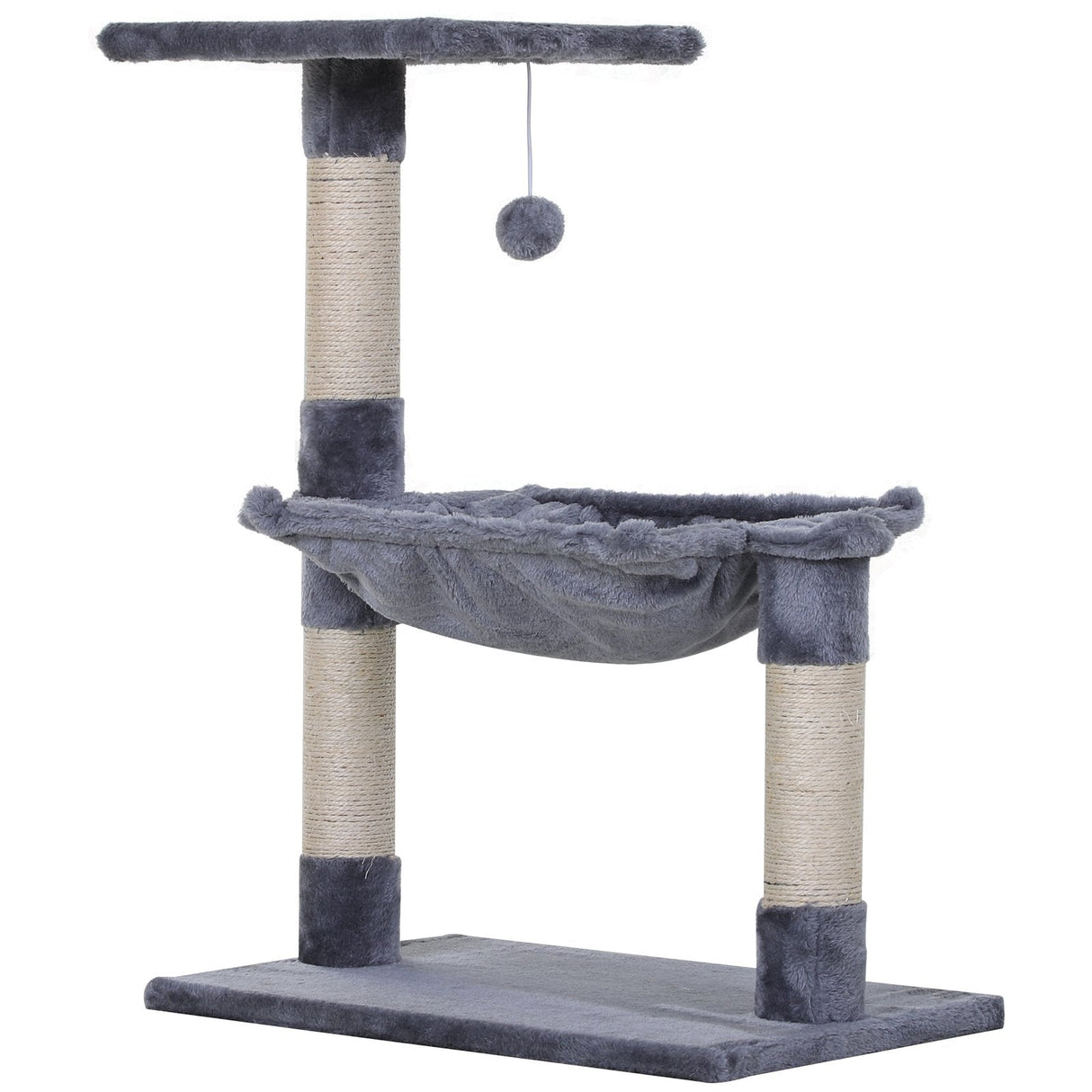 70cm Cat Tree for Indoor Cats Durable Natural Sisal Scratching Posts Hammock Bed Kitty Activity Center, PawHut, Beige