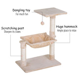 70cm Cat Tree for Indoor Cats Durable Natural Sisal Scratching Posts Hammock Bed Kitty Activity Center, PawHut, Beige