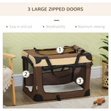 70cm Foldable Pet Carrier for Cats & Small Dogs, PawHut, Brown