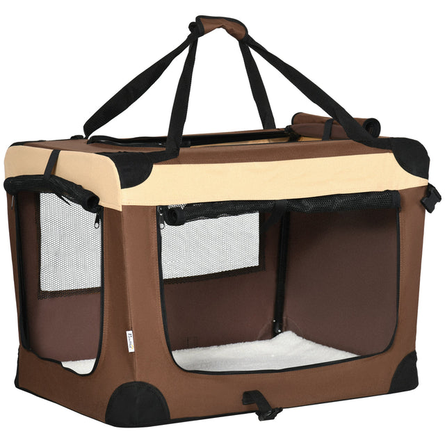 70cm Foldable Pet Carrier for Cats & Small Dogs, PawHut, Brown