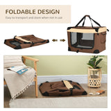 70cm Foldable Pet Carrier for Cats & Small Dogs, PawHut, Brown