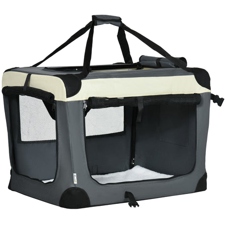 70cm Foldable Pet Carrier for Cats & Small Dogs, PawHut, Grey