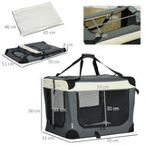 70cm Foldable Pet Carrier for Cats & Small Dogs, PawHut, Grey