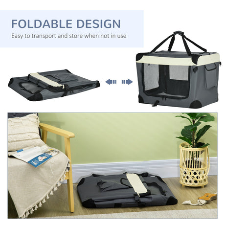 70cm Foldable Pet Carrier for Cats & Small Dogs, PawHut, Grey