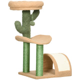 72cm Cat Tree, Kitty Activity Center, Wooden Cat Climbing Toy, Cat Tower with Bed Ball Toy Sisal Scratching Post Curved Pad, Yellow, PawHut,