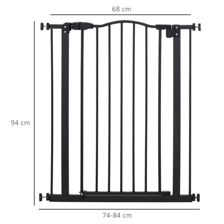 74-84cm Adjustable Metal Pet Gate Safety Barrier w/ Auto-Close Door Double Locking Easy-Open Doors Stairs Home Frames, PawHut,