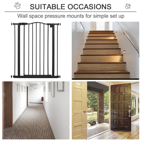 74-84cm Adjustable Metal Pet Gate Safety Barrier w/ Auto-Close Door Double Locking Easy-Open Doors Stairs Home Frames, PawHut,