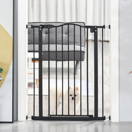 74-84cm Adjustable Metal Pet Gate Safety Barrier w/ Auto-Close Door Double Locking Easy-Open Doors Stairs Home Frames, PawHut,