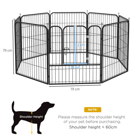 79H cm Heavy Duty 8 Panel Dog PlayPen, PawHut,