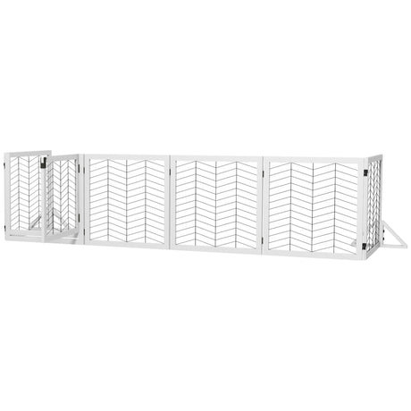 8 Panel Foldable Pet Gate or Playpen with Support Feet - Small and Medium Dogs, PawHut, White