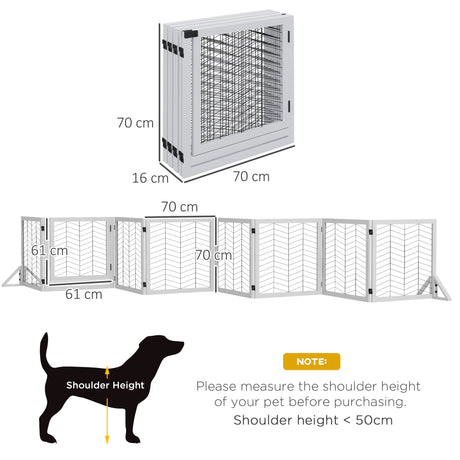 8 Panel Foldable Pet Gate or Playpen with Support Feet - Small and Medium Dogs, PawHut, White