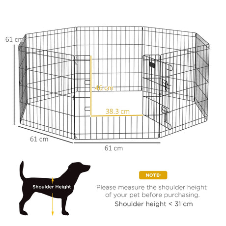 8 Panel Steel Playpen for Small Dogs, Puppies, Rabbits & Small Pets, PawHut,