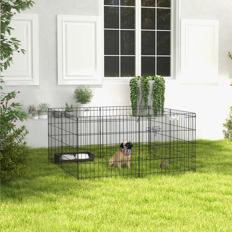 8 Panel Steel Playpen for Small Dogs, Puppies, Rabbits & Small Pets, PawHut,