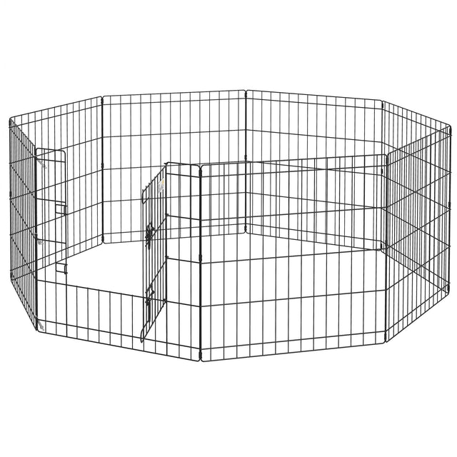 8 Panel Steel Playpen for Small Dogs, Puppies, Rabbits & Small Pets, PawHut,