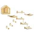 8 Piece Cat Shelves Set, with Cat House, Three Perches, Three Scratching Posts, PawHut,