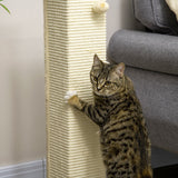 80cm Scratching Post, with Toy Ball, Sisal Rope - White, PawHut,