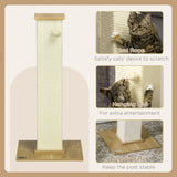 80cm Scratching Post, with Toy Ball, Sisal Rope - White, PawHut,