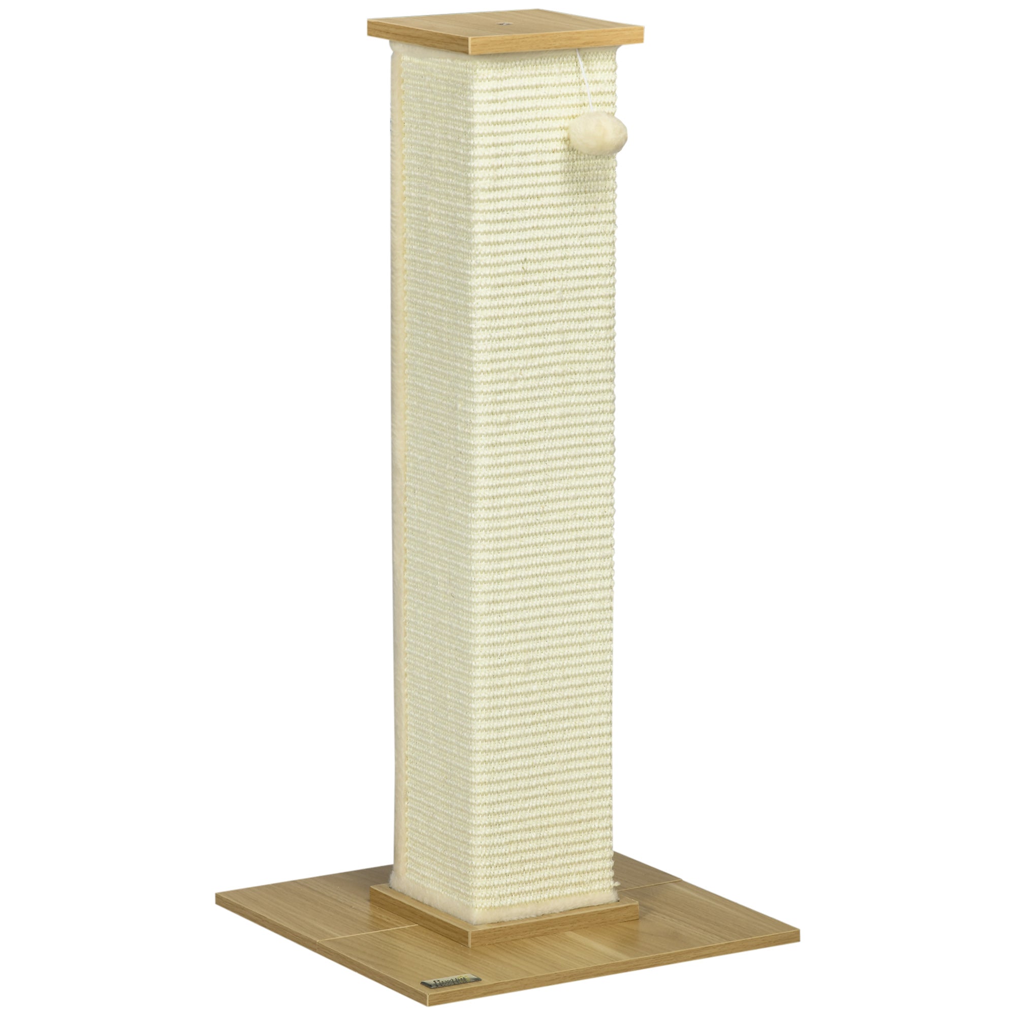 80cm Scratching Post, with Toy Ball, Sisal Rope - White, PawHut,